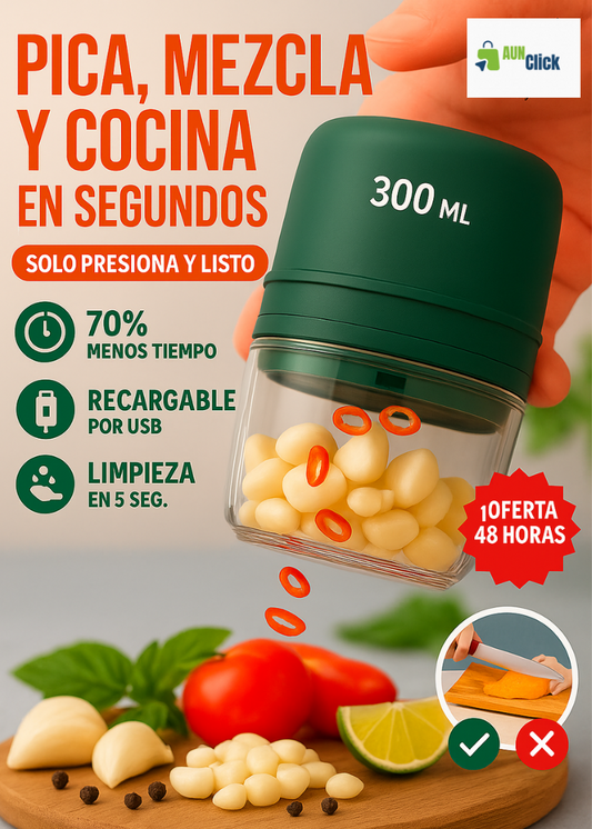 Mini picadora recargable - Corta rápido, cocina sin esfuerzo 🧄